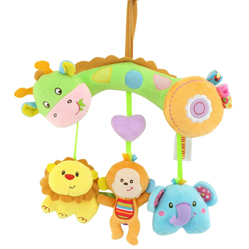 Newborn Baby Animal Soft toys 0-12 months Toddler Bed Bell rattles Education Teether Spiral kids Crib Bed Stroller Stuffed Toy LJ201113