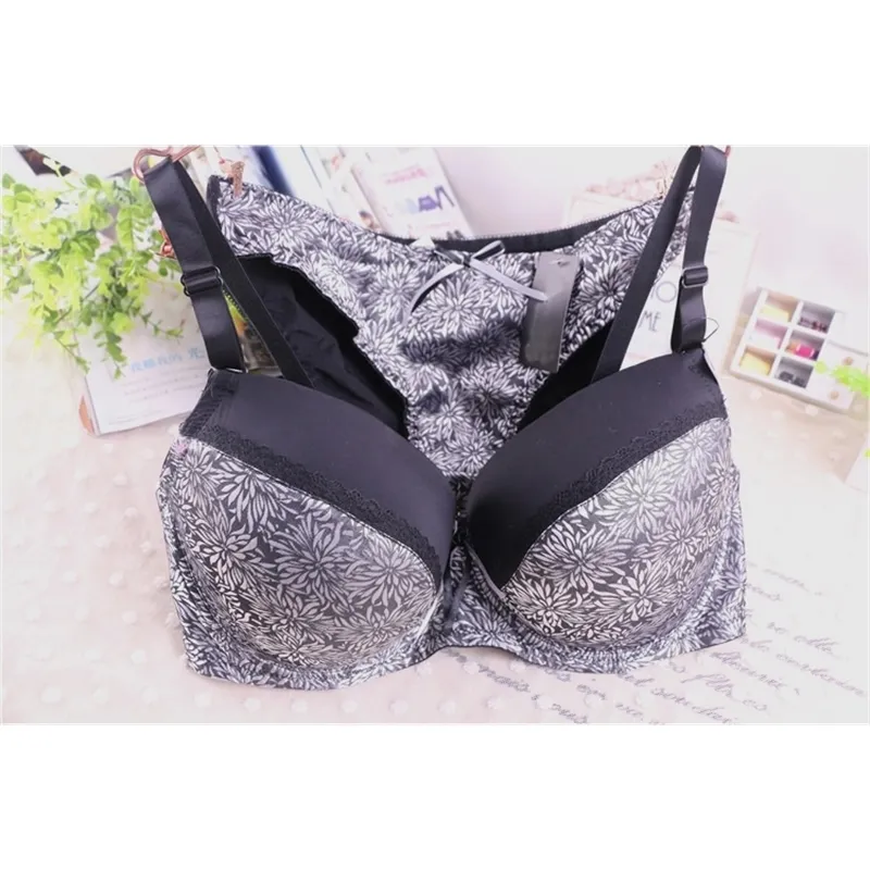 Sexy Lace Floral Push Up Bra Set For Women Solid Cup, Sizes 40F