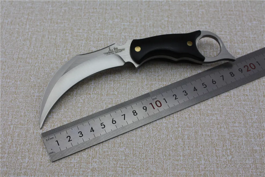 Hibben Claw UC-120 Messer mit feststehender Klinge, taktisches Überlebens-Klauenmesser, D2-Klinge, Micarta-Griff, Lederscheide für Outdoor-Camping, EDC-Werkzeuge