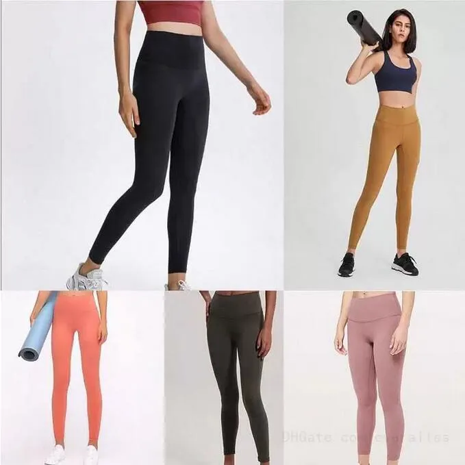 Lu-32 Lu Womens Yoga leggings terno calças de cintura alta esportes levantando quadris ginásio vestir legging align elastic fitness apertadas treino 54YQ #