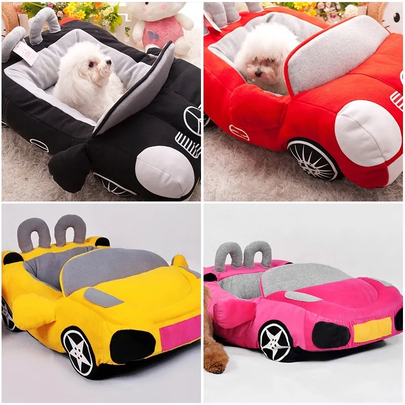 Cool Pet Dog Bed Mode Forme De Voiture Chat Nid Doux Chiot Maison Coussin Chaud Pour Teddy Chihuahua Chenils Chaton Canapé Rembourré Y200330