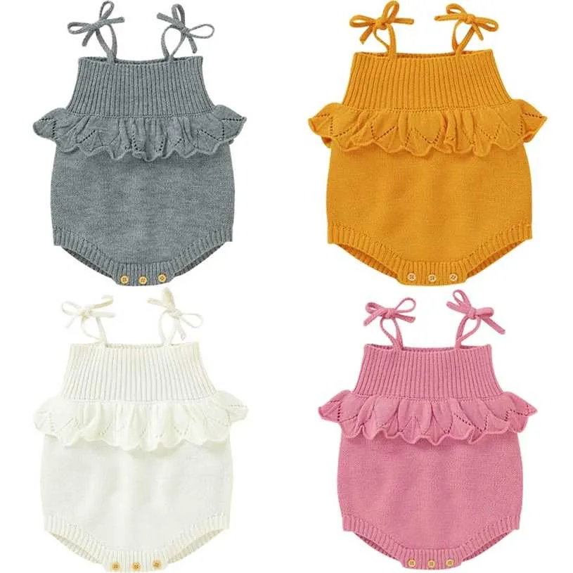 Emmababy Baby Knit Romper Girls Söt Crochet s Småbarns varumärke Vår Suspender Infant Lovely Stickning 211229