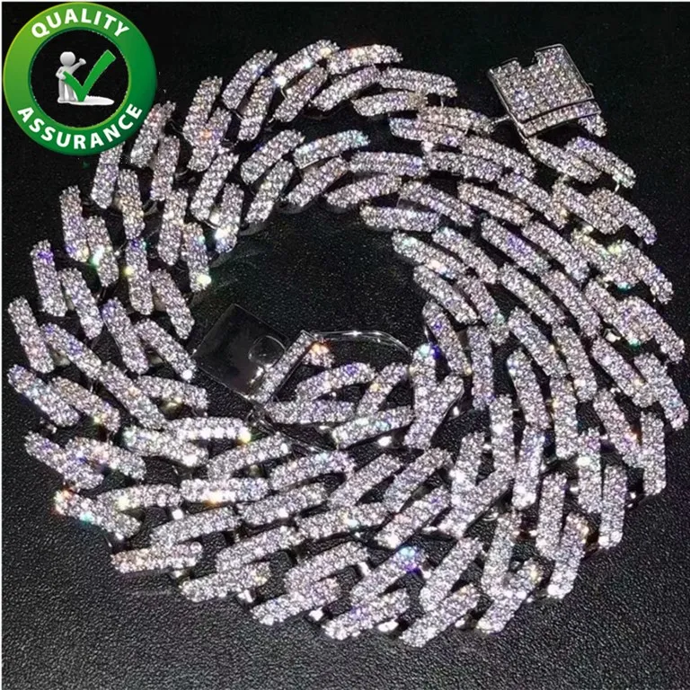 Elmas Zincir Lüks Tasarımcı Kolye Hip Hop Takı Erkek Bling Buzlu Out Zincirleri Küba Link Rapçi Hiphop Charms Altın Gümüş Moda W 14mm