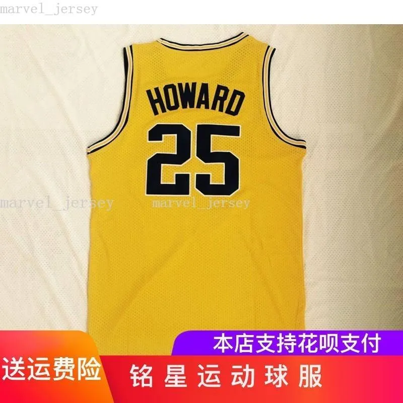 Cosido personalizado Nca Michigan 25 Ink Million. Howard Yellow Jersey Bordado Baloncesto mujeres jóvenes para hombre camisetas de baloncesto XS-6XL NCAA