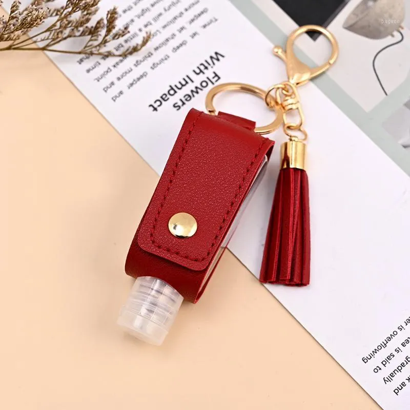 Liquid Soap Dispenser 30ml Hand Sanitizer Free Case Mini Disinfectant Portable Hydroalcoholic Bottle PU Leather Keychain Pendant