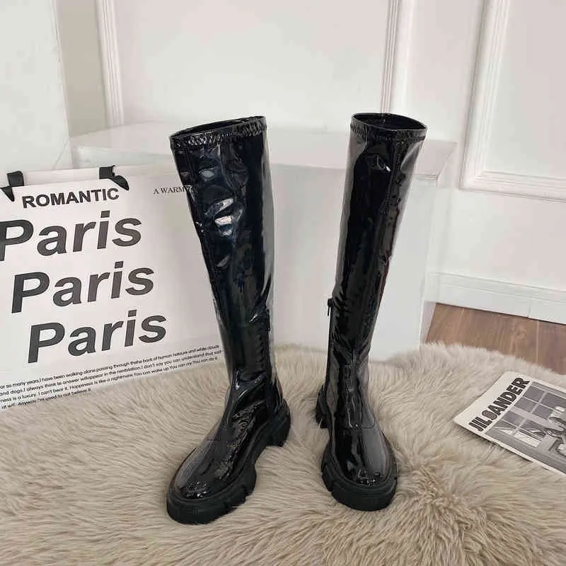 Black flat knee online high boots with zipper