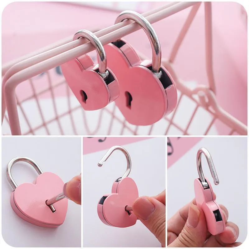 Heart Shaped Concentric Lock Metal Mulitcolor Key Padlock Gym Toolkit Package Door Locks Building Supplies DH8566