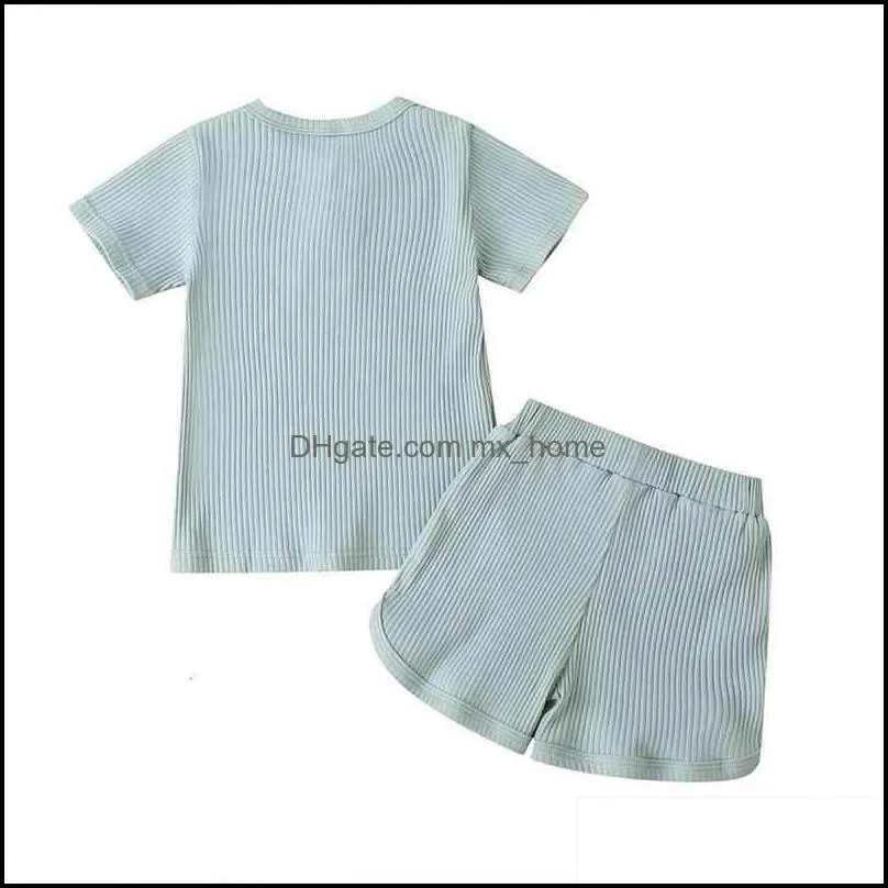 Spring Summer 2-piece Set Boys Girls Universal Solid Color Pure Cotton Pit Strips 18 Months-6 Years 4 Colors