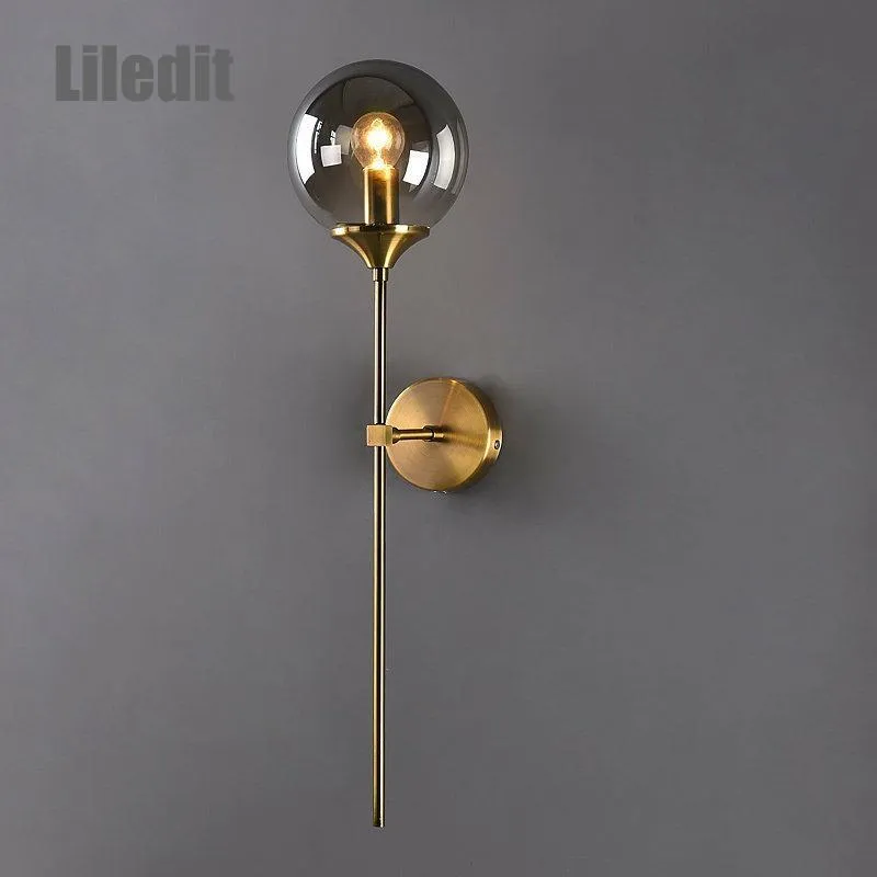 Lampe murale moderne LED verre boule luminaire nordique doré de chevet salon couloir à la maison Décoration SCONCE Éclairage Éclairage de métal