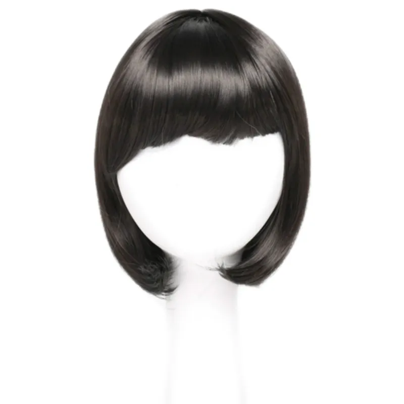 Curto Corte Sintético Bobo Peruca com Bangs Simulation Human Hean Wigs Hairpieces para mulheres brancas pretas 741 #