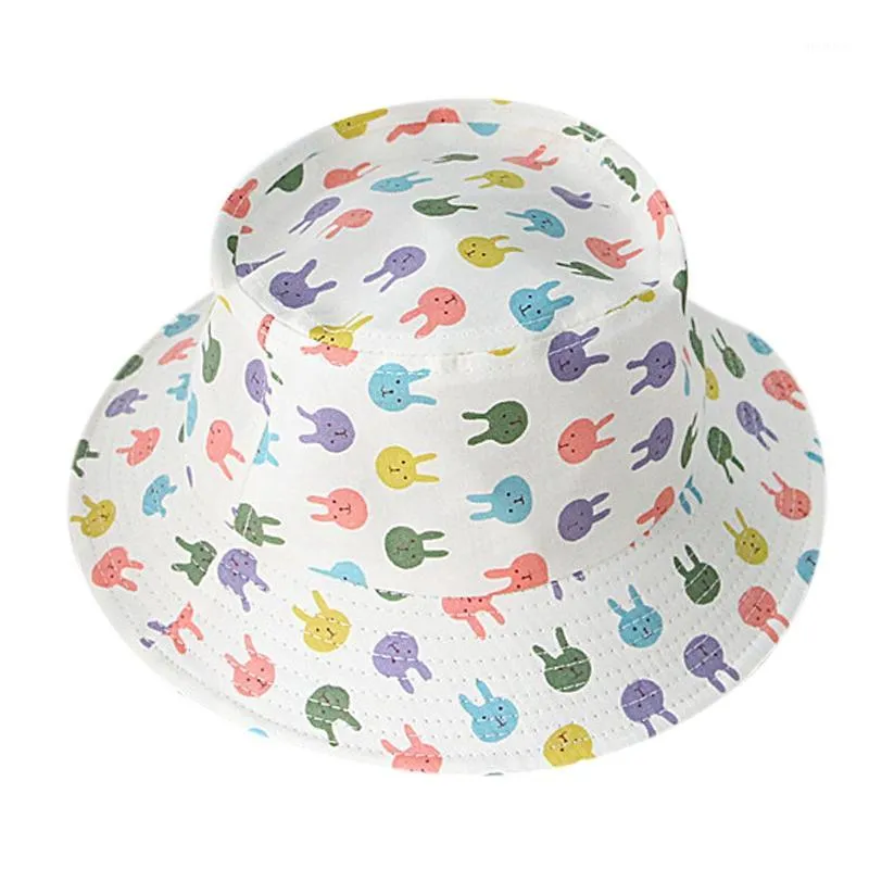 Sommar Baby Bucket Hats Toddler Boys Tjejer Tecknade Animal Print Caps Reversible Sun Kids Tillbehör 1-4t1