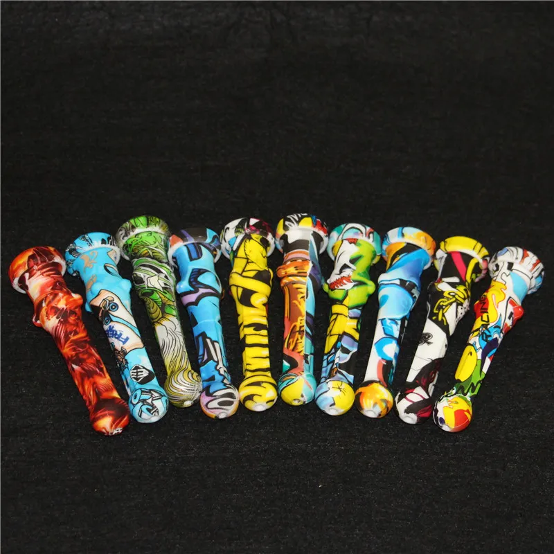smoking Silicone Pipes Nectar With 14mm Titanium Nail Vaporizer Joints Rig Concentrate Dab Straw glass oil burner pipe