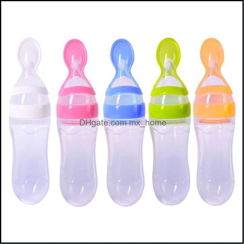 Baby Spoon Bottle Feeder Dropper Sile Sponons لتغذية الطب الأطفال أواني أدوات المائدة للأطفال