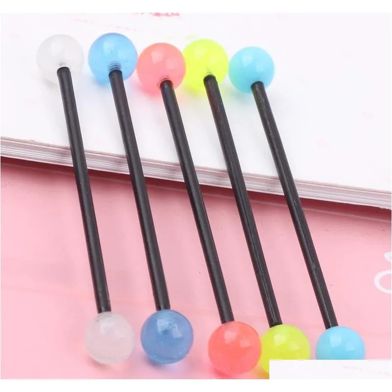 tongue barbell t15 100pcs/lot ,mix 5 color .piercing body jewelry glow in the dark fake tongue ring industrial piercing barbell