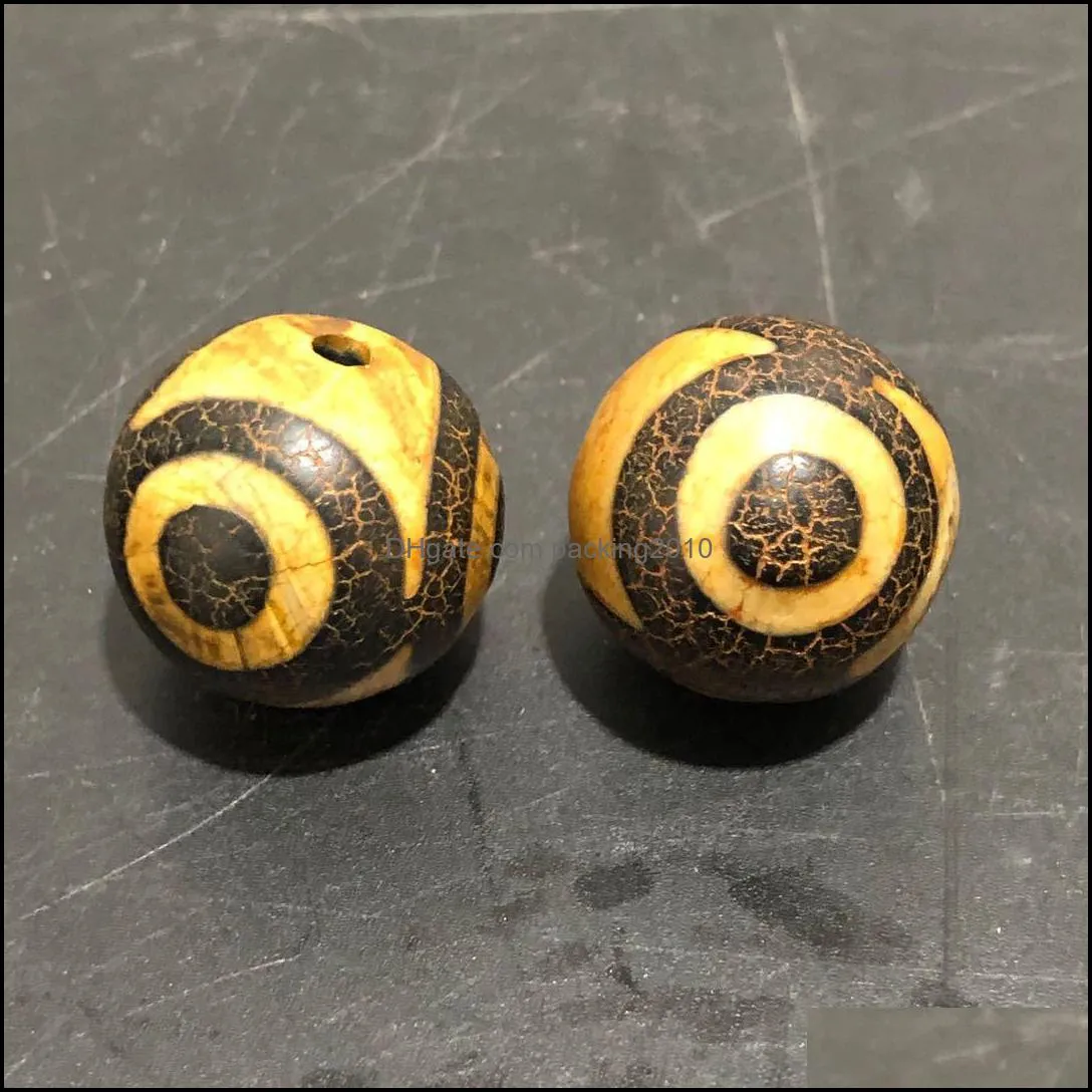 Wholesale Tibetan Agate Three Eyes Tibet Beads round Beads Old Style Scattered Beads DIY Buddha Crafts Ornament Accessories