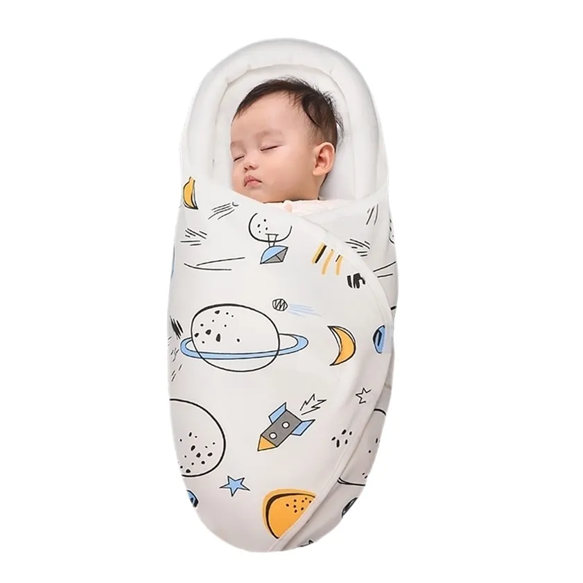 아기 침낭 0-6 개월 된 봉투를위한 봉투 스웨덴 랩 2.5Tog 소프트 코튼 디자인 머리 목 보호 220216
