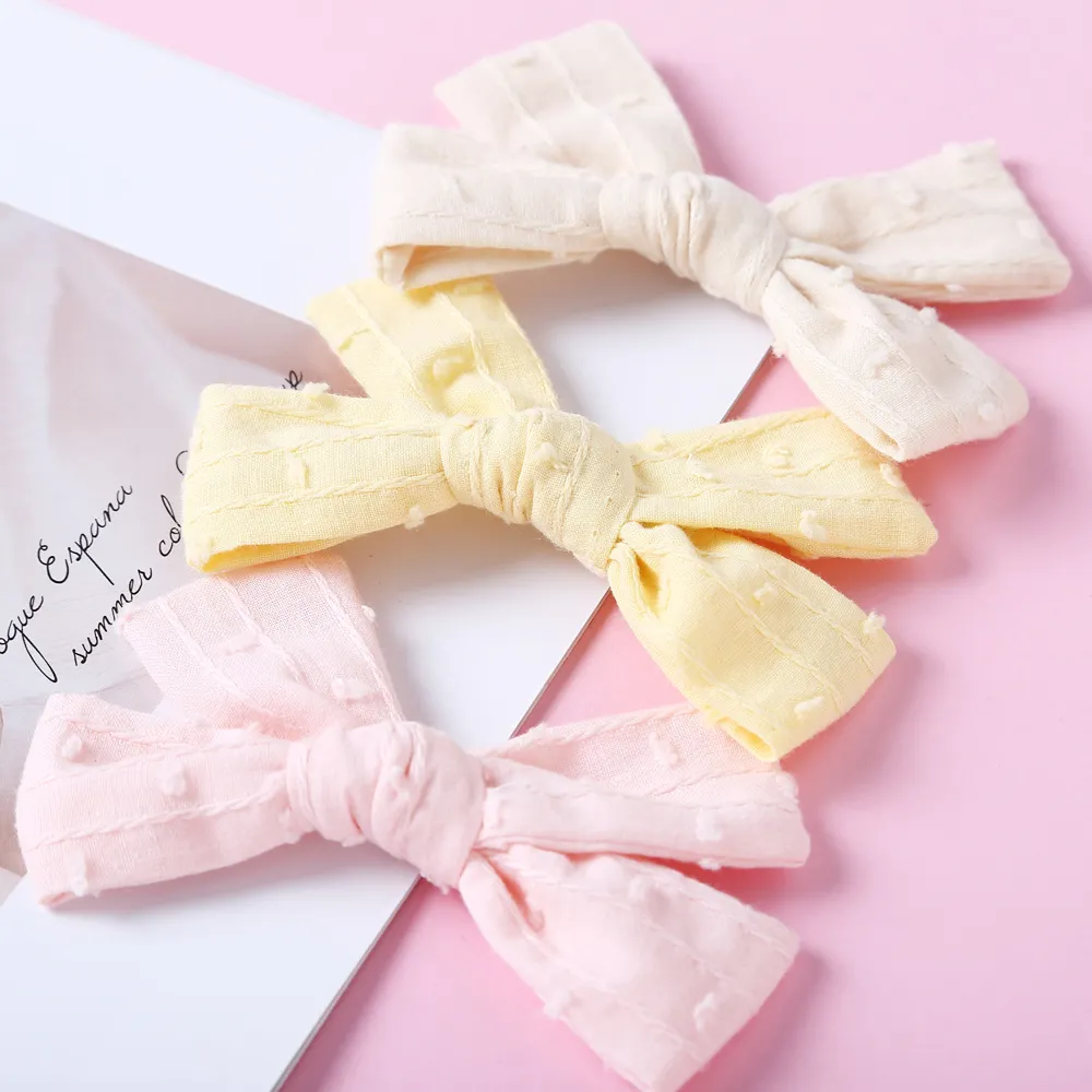 34 PCS/LOT, Cotton Jacquard Fabric Bow Hair Clips, Hand Tied Bow Nylon Headbands, Baby Girls Hair Accessories Birthday Gift