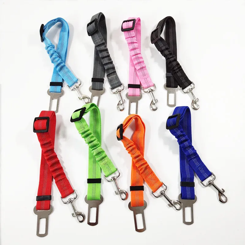 Upgraded Dog Seat Belt Dog Car Seatbelts Adjustable Pet Safety Seat Belt for Vehicle Elastic & Reflective WB2822