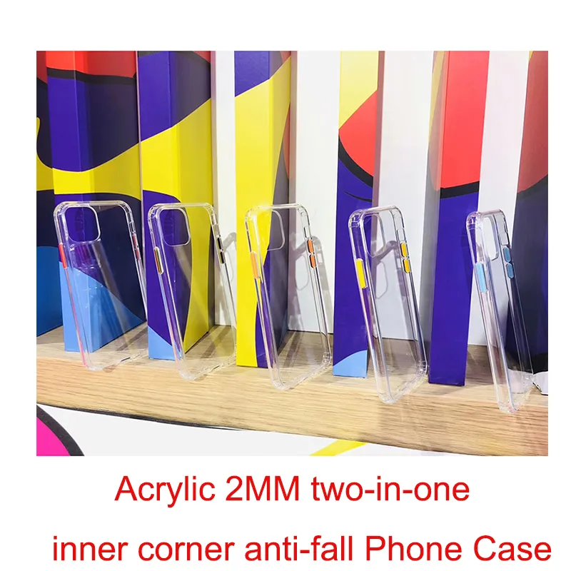 Alta qualidade iphone silicone tampa da caixa traseira do telefone de acrílico transparente à prova de choque, adequado para iPhone 7/8/11/12 de mini