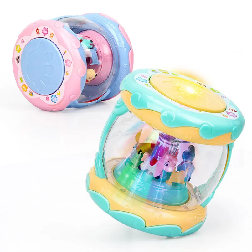 Spädbarn Toys Carousel musikalisk hand trumma slog ledd musik tidiga pedagogiska leksaker roliga barn lärande utvecklings baby rattles lj201113