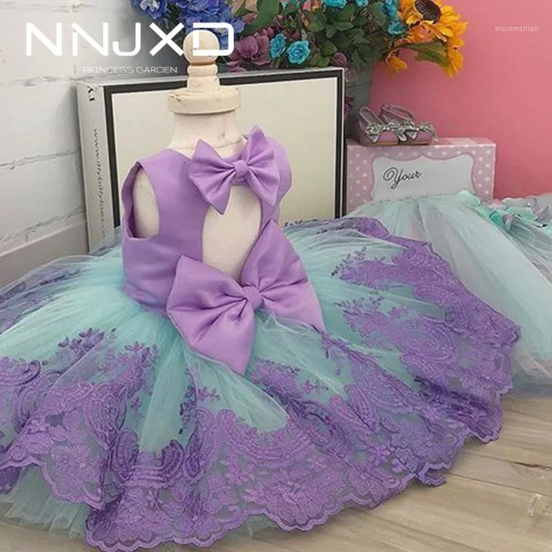 Vestidos de menina 1 ano presente de aniversário para bebê meninas festa vestidos bonitos bow-knot outfits princesa batismo infantil crianças verão roupas1