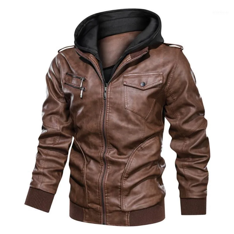 Men's Jackets Luxury Winter Leather Coat Men Stand Collar Fashion Outdoor Windbreaker Jacket Solid Zipper Imitation Fur Mens G31