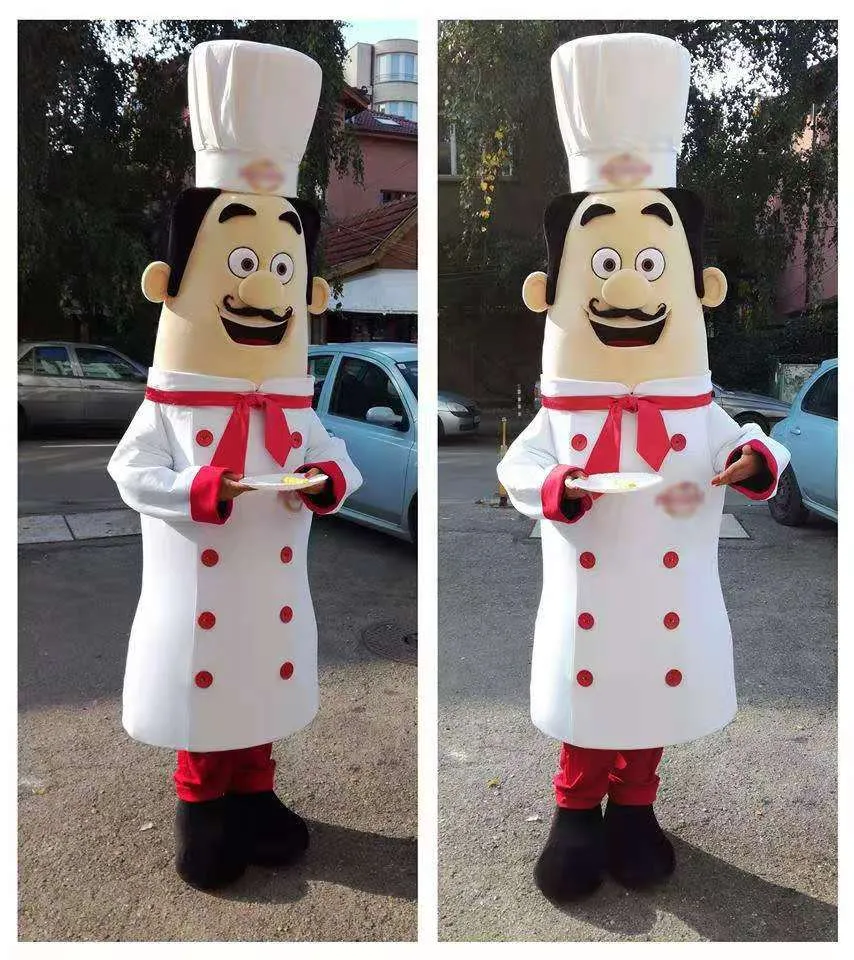 Traje de mascota de cocinero de chef personalizado para publicidad para fiesta de dibujos animados de Traje de mascota de cocinero de chef personalizado para publicidad para fiesta de dibujos animados de