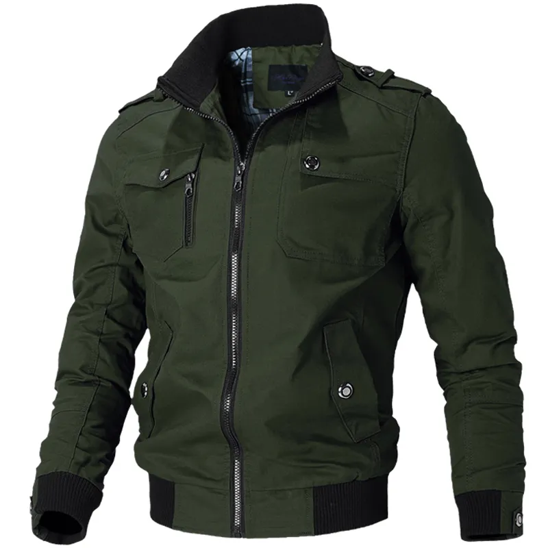 Mäns jackor med gratis present Mens Green Khaki 5 Färger Militärjacka Vinterlast Plus Size S-3XL 4XL Casual Man Jackets Army Clothes Brand 201111