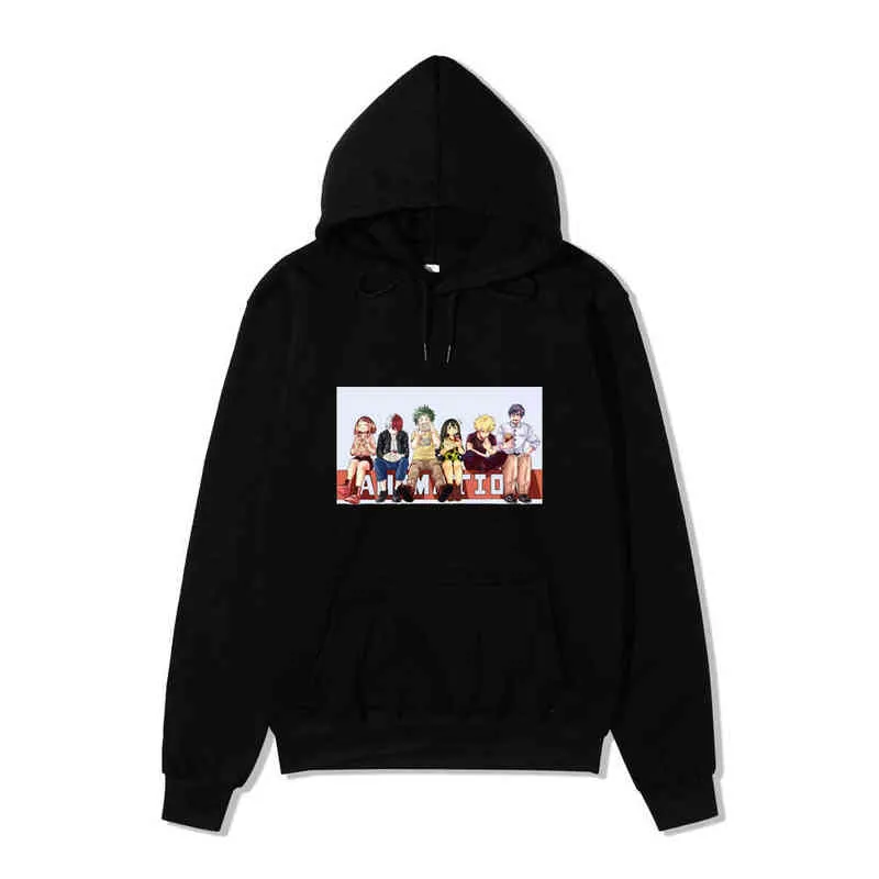 Meu Hero Academia Homens Hoodies Outono Casual Pulôver Suor Sweetie Moda Moda Moda Japão Anime Hip Hop Moletom Roupas Homens H1227