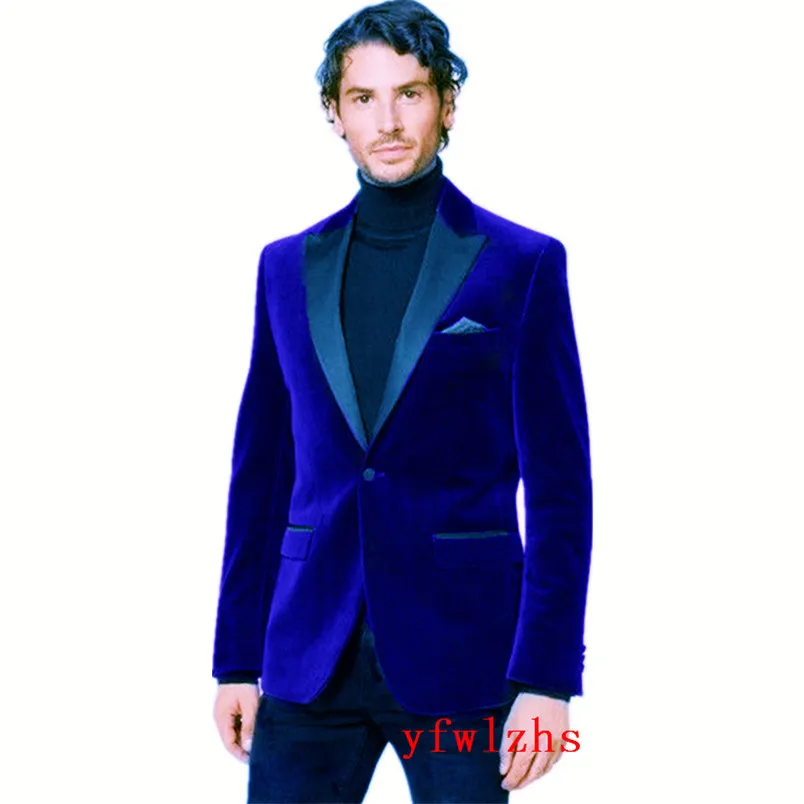 Stilig velveteen smokedos brudgum topp lapel män passar mens bröllop tuxedo kostymer de pour hommes (jacka + byxor + slips) y536