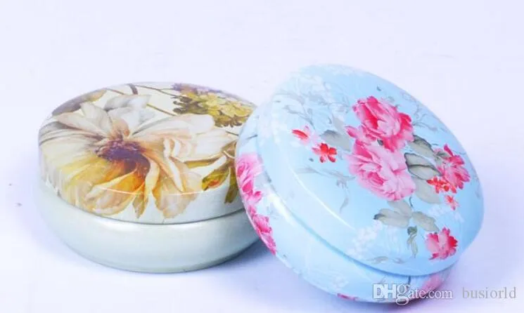 Floral Pastoral Iron Storage Tank Box Bins Cans Metal Round Coffee Tea Snacks Candy Tin Storage Container Decorbox