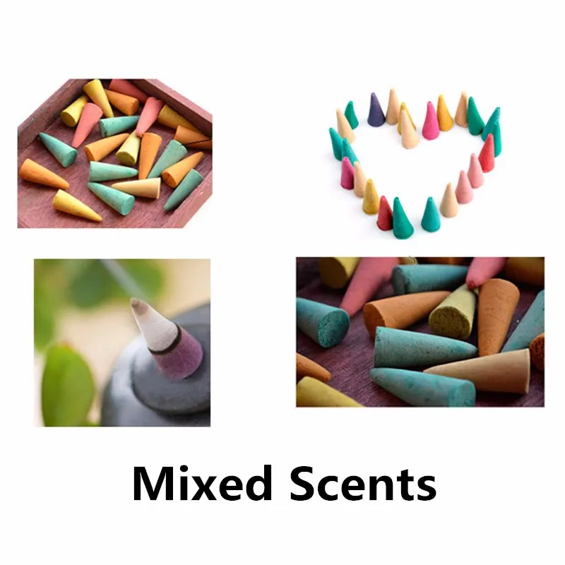 Best-Price-25pcs-pack-Mix-Stowage-Colorful-Fragrance-Triple-Scent-Incense-Cones-Potpourri-Free-Shipping- - 