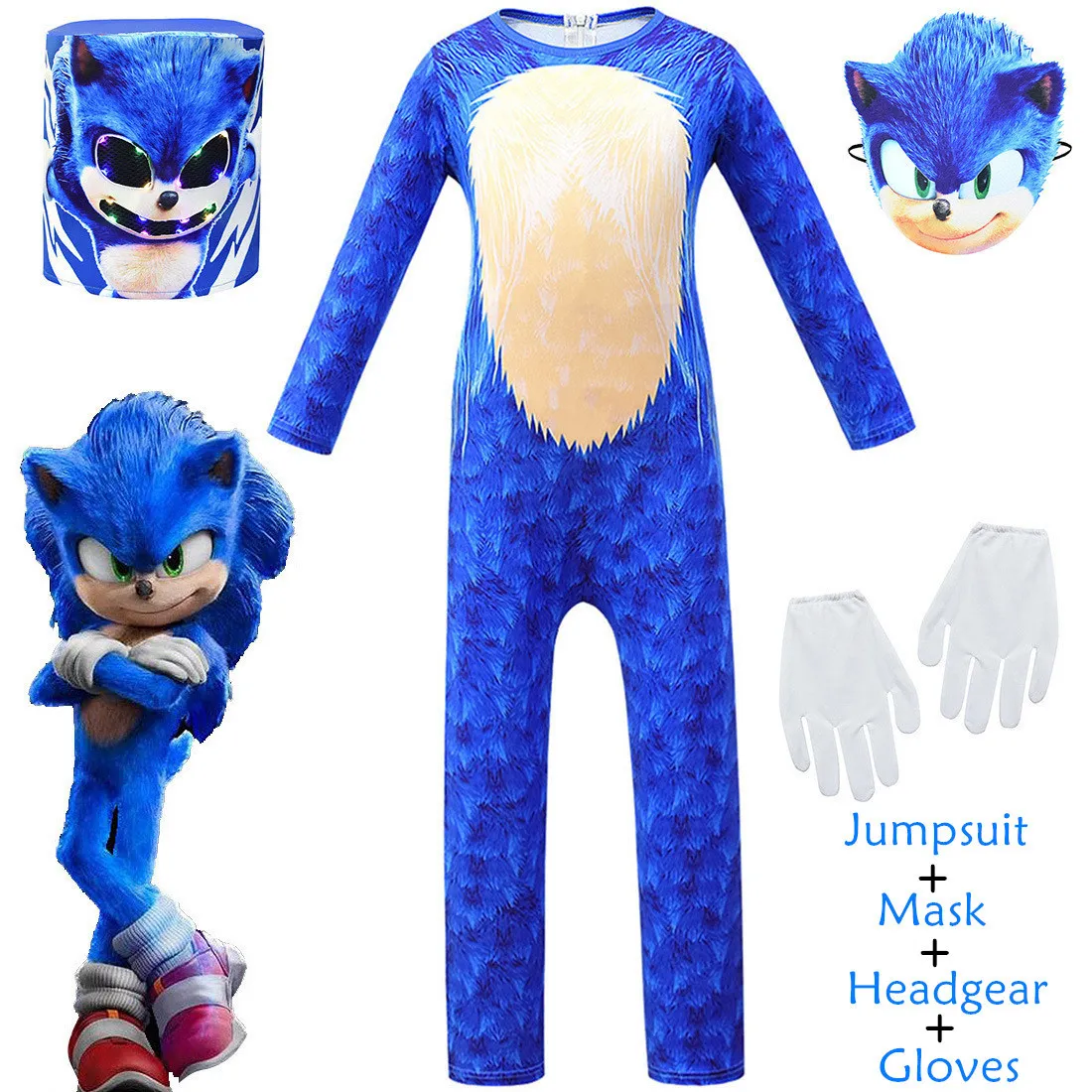 Disguise Sonic the Hedgehog Disfraz oficial de Sonic Movie y gorro