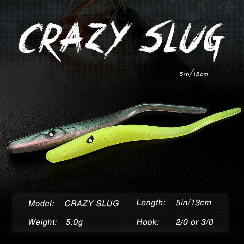 ALLBLUE Crazy Slug 130mm /Bag Soft Fishing Lure Seabass Artificial