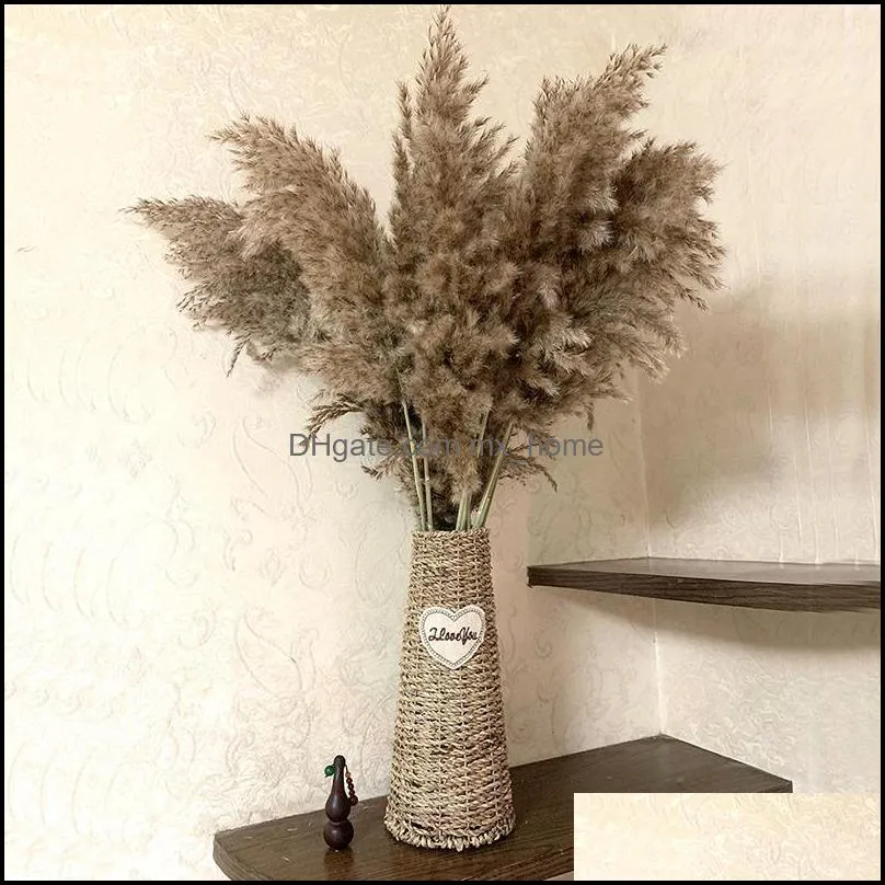 Decorative Flowers & Wreaths 20 Stem Original Color Dry Pampas Grass Bouquet Wedding Natural Plant Home Decoration