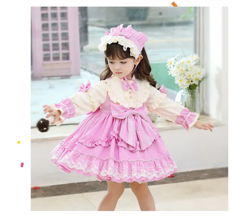 2 unids niño español vestido de estilo princesa fiesta de fiesta para niñas  pequeñas boutique de la vendimia ropa para niños ropa gótica lolita arco  vestidos W1227