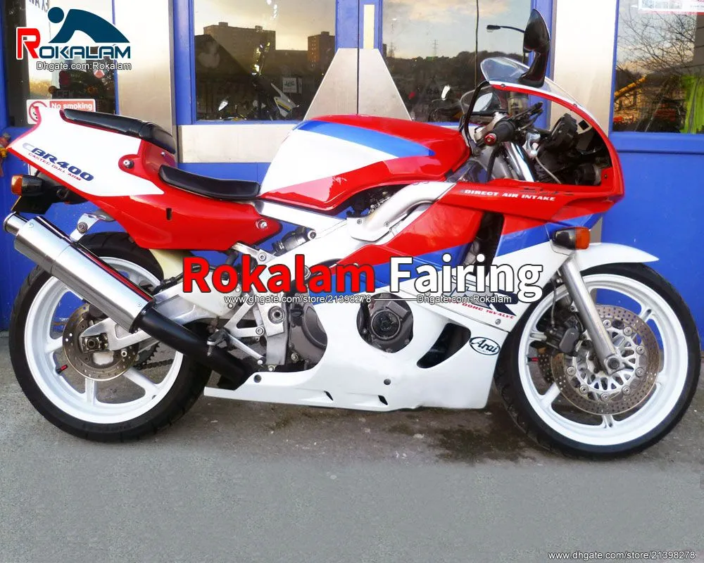 Fairings Kit لهوندا 1993 1994 1997 1998 CBR400RR NC29 90-98 CBR 400 RR 1990-1998 أحمر أبيض ما بعد البيع هدية