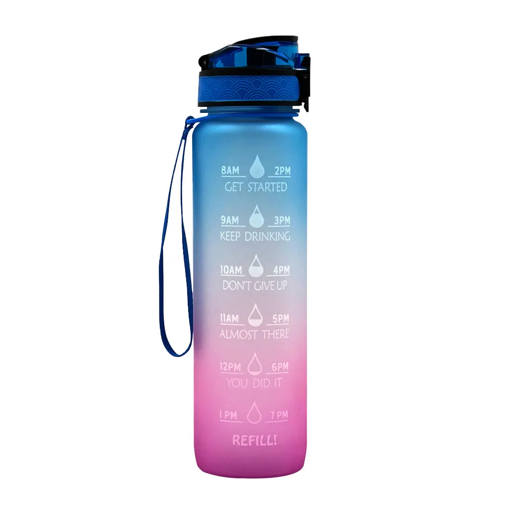 1L Plastic Sports Outdoor Blogilates Water Bottle With Time Scale