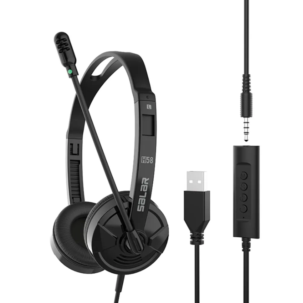 Écouteurs intra-auriculaires filaires USB, 3.5mm, casque de jeu, musique, réduction du bruit, avec micro, pour réunion et étude en ligne