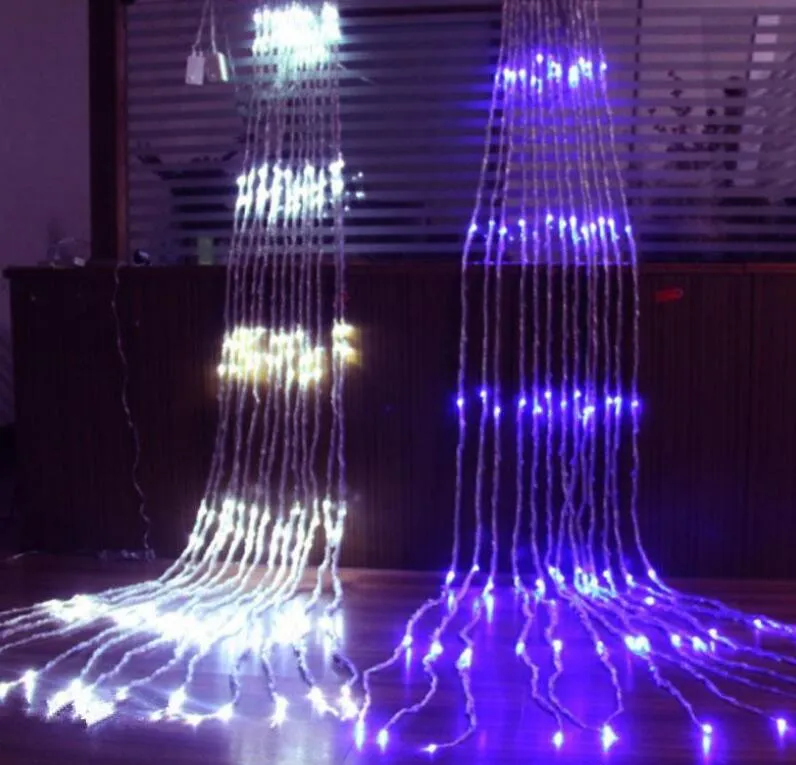 3x3m شلال الأضواء Icicle String Lights 320 LEDS Meteor Shower Rain Fairy String Christams Wedding Holiday Garland AC.110V-240V
