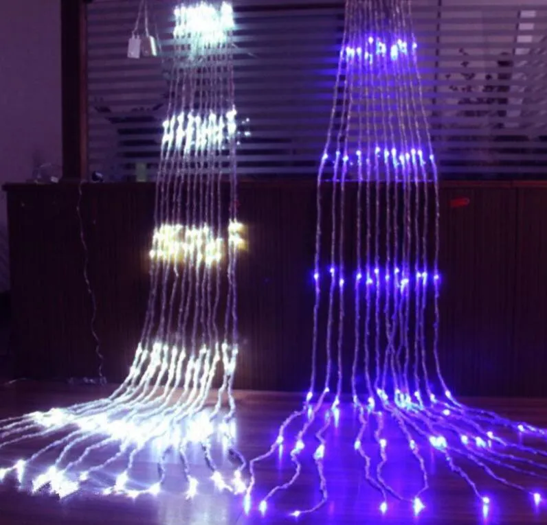 3x3m Waterfall Sicicle String Lights 320 светодиоды метеор душ дождь Сказочная струна Кристамс Свадебное праздничное занавес