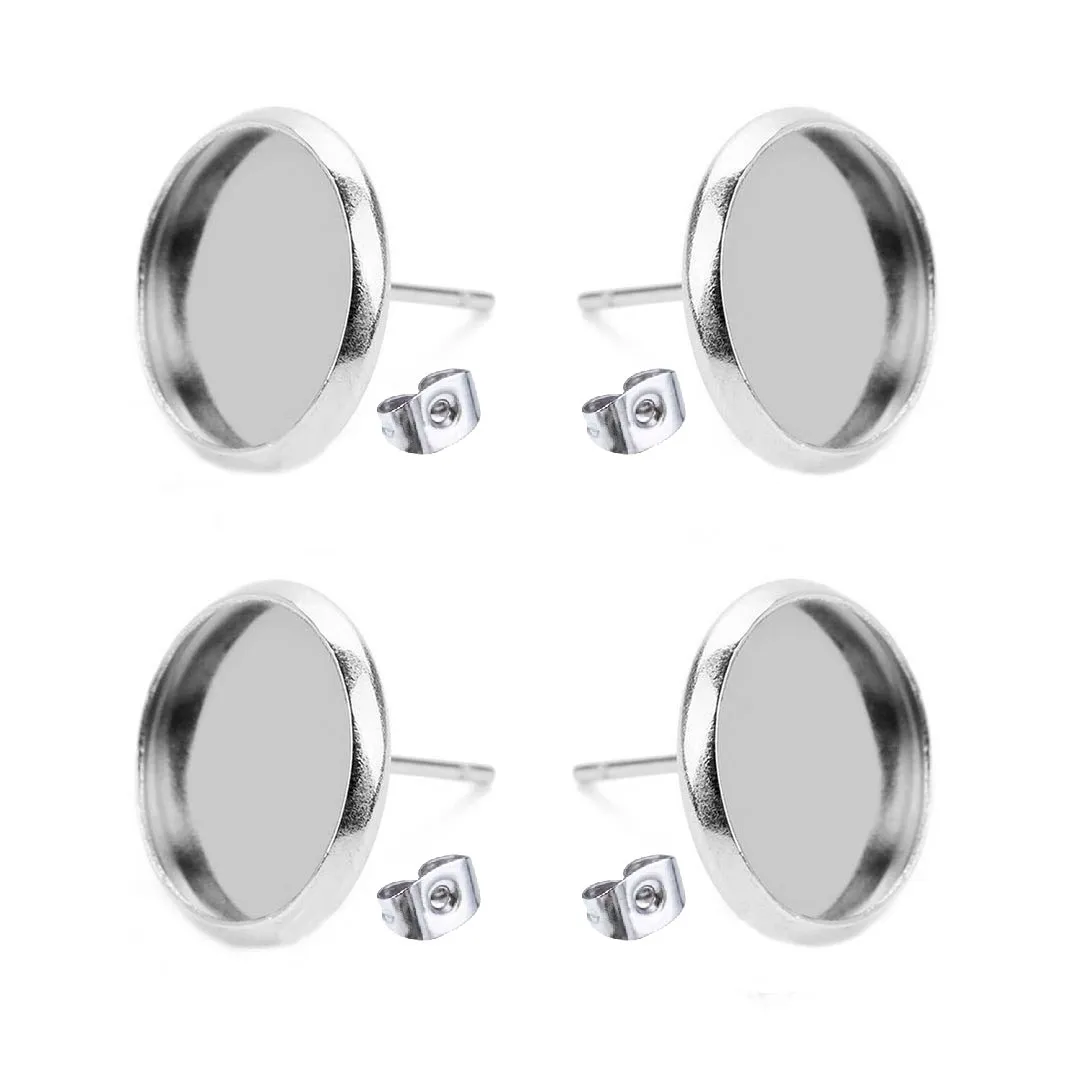 12mm Glass Cabochon Cameo Silver Plated Bezel Backs DIY Blank Earring Stud Posts Diy Setting Base Earring Findings From 13 38 DHgate