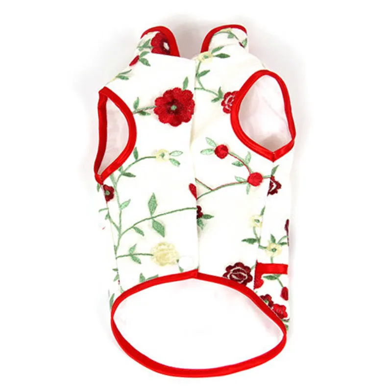 Vestiti estivi per cani Cheongsam Animali domestici Abbigliamento per cani Abiti ricamati per cani di piccola taglia media Abbigliamento per animali domestici in stile cinese per cane gatto L2792