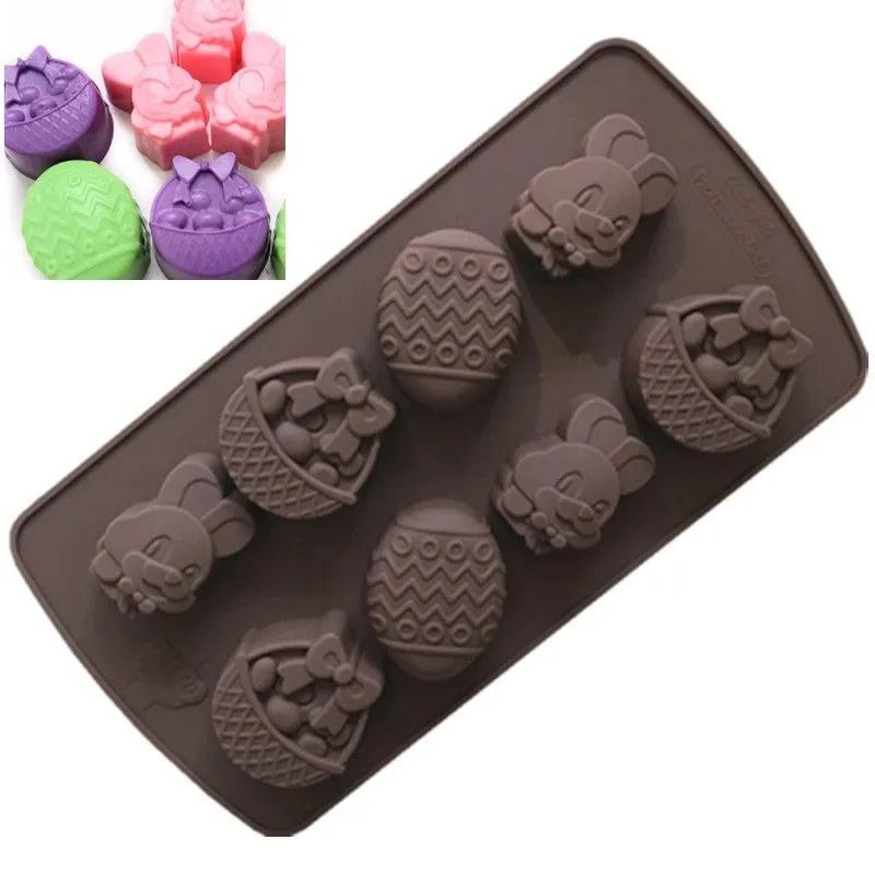 Easter Chocolate Mold Rabbit Egg Shapes Fondant Molds Jelly and Candy 3D DIY Easter Baking Tools