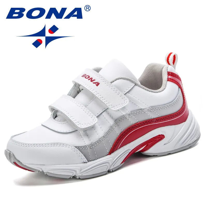 BONA Nuovo arrivo durevoli scarpe per bambini moda a strisce di colore di contrasto delle ragazze dei ragazzi scarpe da ginnastica alla moda bambini scarpe sportive da corsa LJ200907