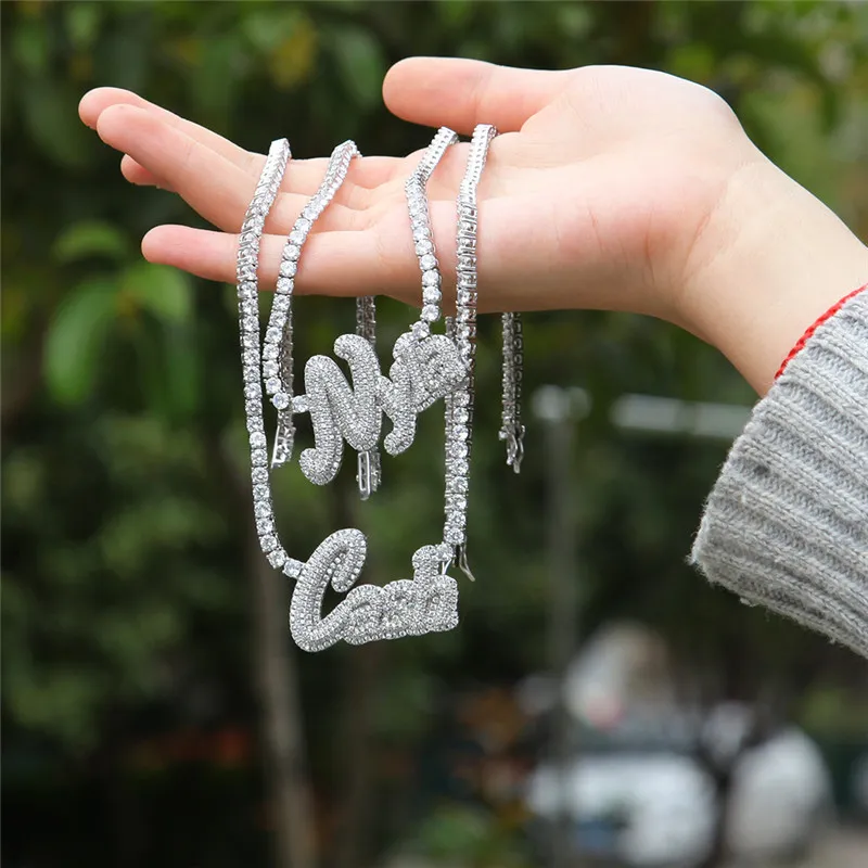 Iced Out Custom Name Necklace Gold Plated Bling CZ Tennis Chain