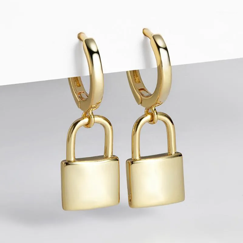 Dangle & Chandelier Huggie Padlock Earrings Gold Silver Color Female 925 Sterling Key Lock Drop For Women Men Ear Piercing Jewelry1