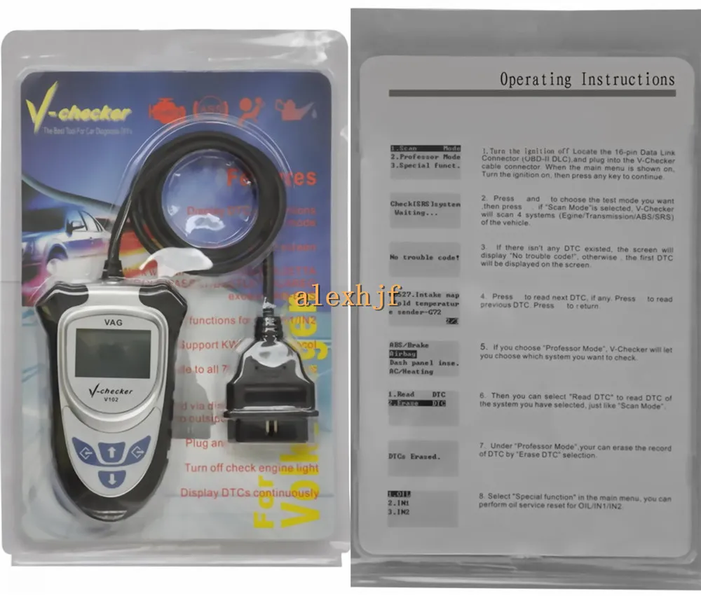 VAG Mercury Diagnostic Tool V Checker V102 For Audi, Skoda, Seat, And