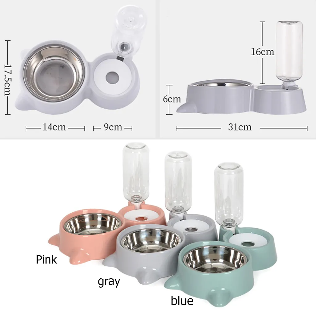 Bubble Pet Bowls Stainless Steel Automatic Feeder Water Dispenser Food Container for Cat Dog Kitten Supplies Drop Ship Y200917234P