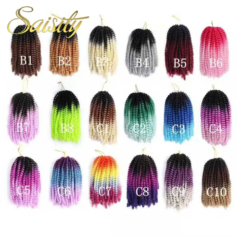 8" Ombre Synthetic Brown Spring Twist Braiding Hair Extension 30Roots/Pack Crotchet Passion Twist Braids Hair LS33